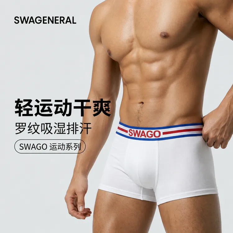 2/3条装男士平角内裤莫代尔运动舒适透气冠军赛道系列SWAGENERAL