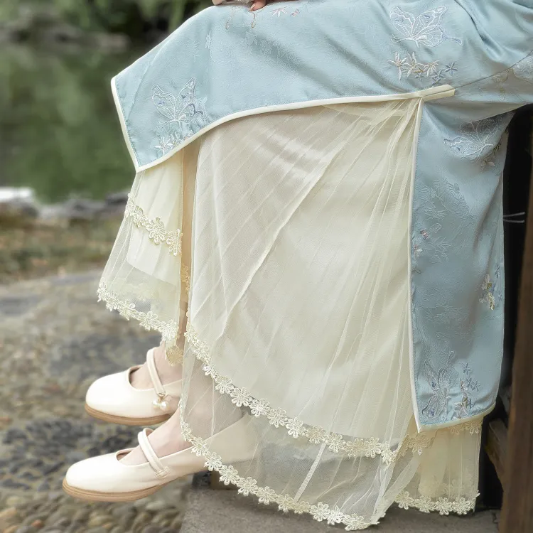 新款旗袍内搭半身裙衬裙松紧复古百搭春夏搭配打底裙花边百褶裙