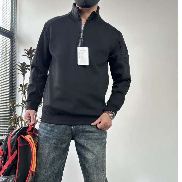 男士弹力卫衣套头衫加绒加厚卫衣翻领男款保暖
