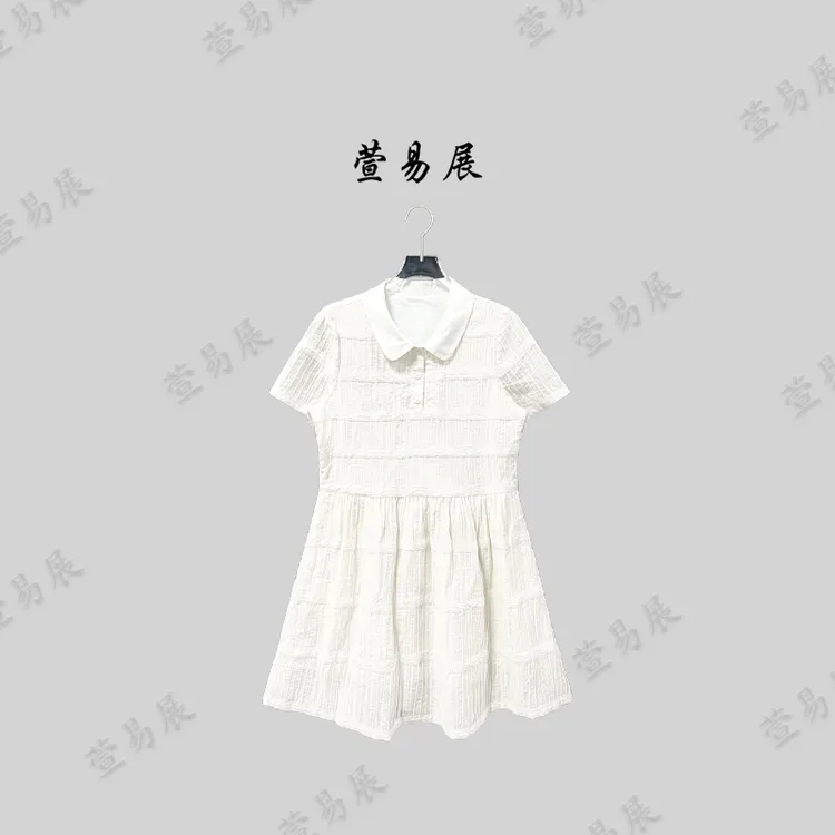 萱易展-“夏至风吟”亚麻混纺轻奢肌理感蕾丝刺绣翻领连衣裙-LQ1222