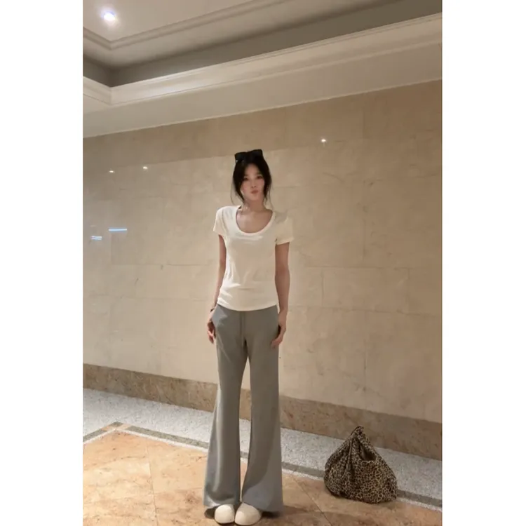 2025夏季时尚新款韩系简约高级感洋气衣服显瘦上衣百搭休闲裤子女