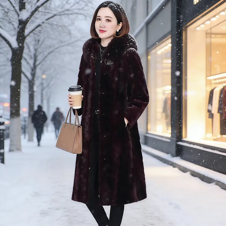 2025年冬季新款貂皮大衣女长款过膝中老年妈妈装真貂毛皮草水貂