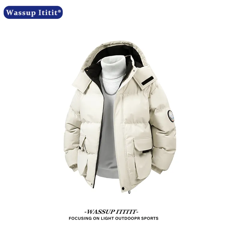 WASSUP ITITIT秋冬季连帽棉服男士可拆卸帽宽松百搭保暖棉衣男款