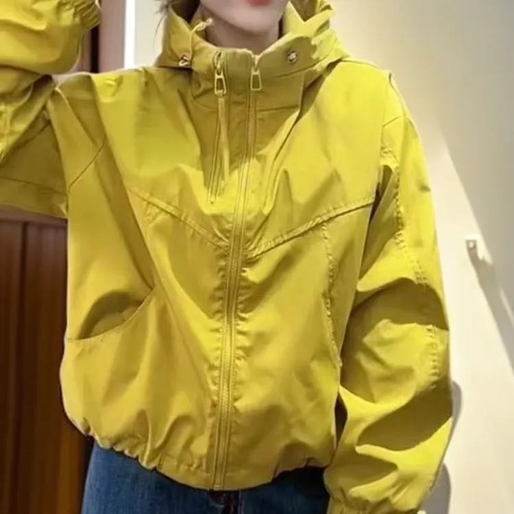 冲锋衣防水女士长袖巴恩风女短款宽松防风短外套拉链户外