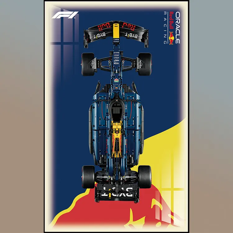 加厚3.5cm铝合金边框F1积木挂墙背板红牛车队F1赛车客厅玄关画框