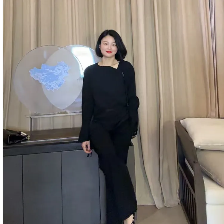 TANTAN 显瘦气质长袖黑色衬衫LL 2500