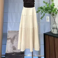 【循环心动】温柔度假风简约高腰显瘦垂感半裙-9580