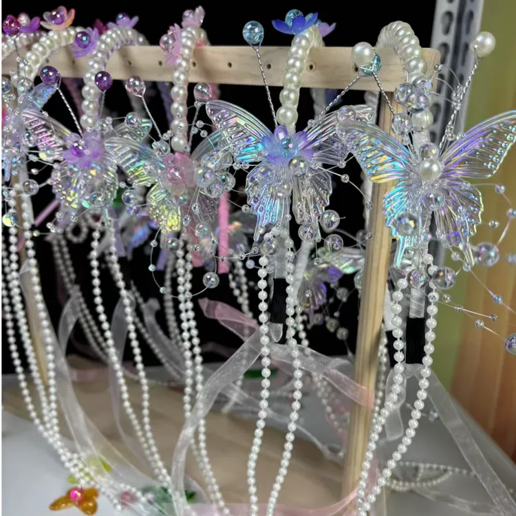 有文精选 珍珠蝴蝶流苏发箍 手工DIY制作材料包 