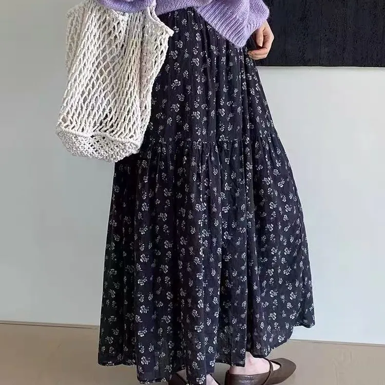 （夏央家）秋季组合花新款裙大摆气质碎花半身裙