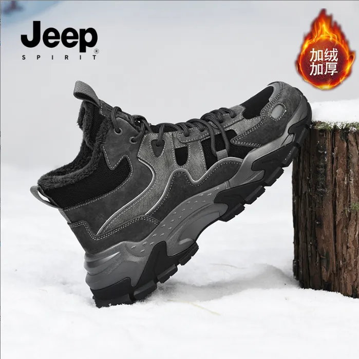 JEEPSPIRIT吉普男鞋2025秋冬新款高帮棉鞋户外运动鞋男士休闲耐磨