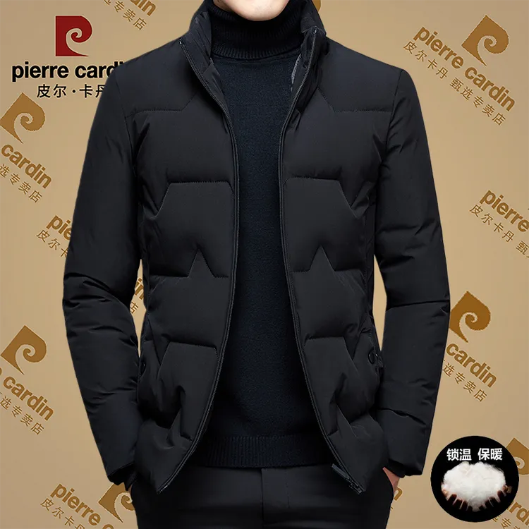 正品皮尔卡丹冬季新款高档男士立领棉袄加厚保暖防风棉服外套男装