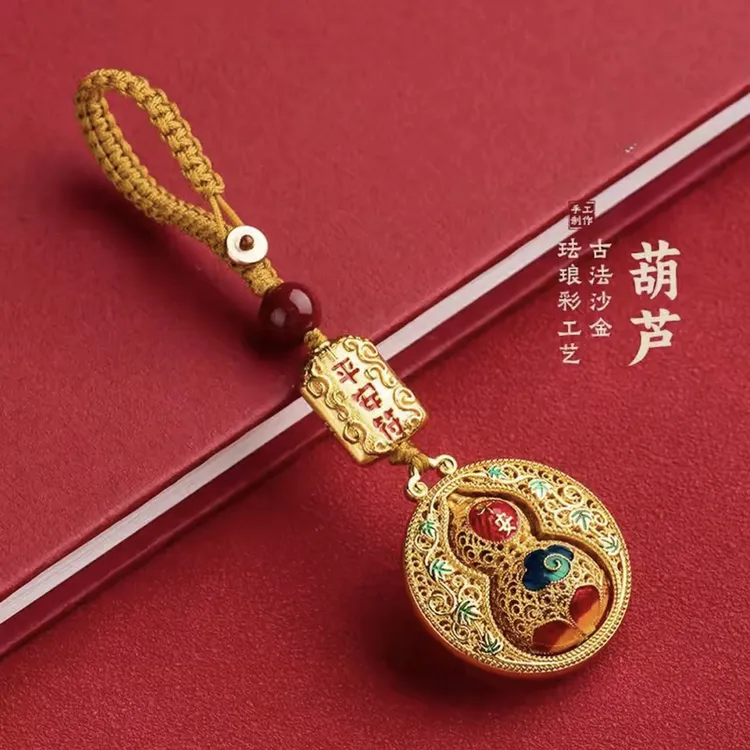【先生推荐】2025年新款金色葫芦钥匙扣转转男女挂饰古法工艺