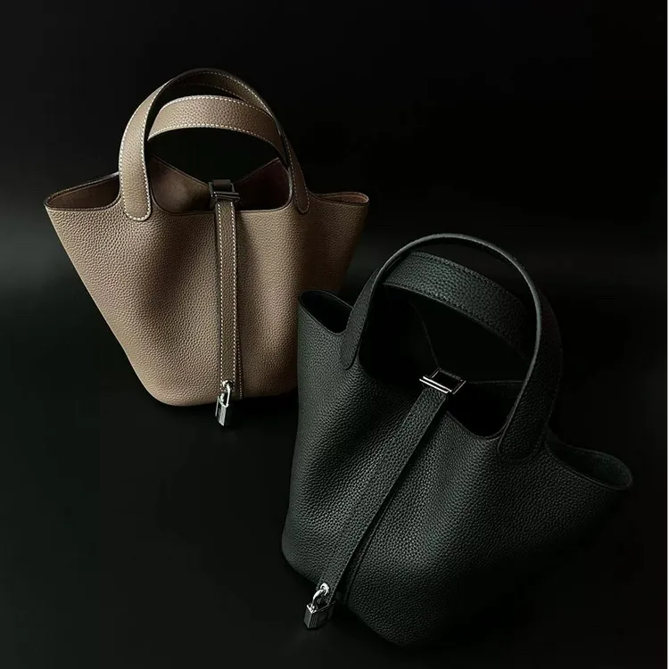 头层牛皮水桶包包2025新款百搭真皮菜篮子女包手提包（专属15）