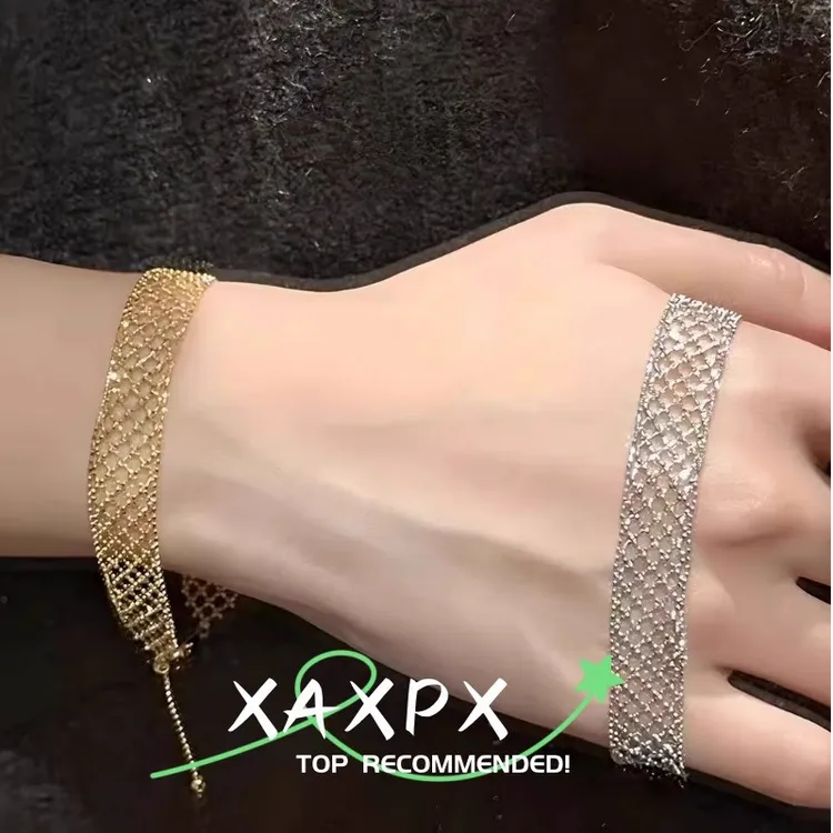 铜合金手链 意大利镂空蕾丝网格手链女小众高级时尚百搭精致手饰