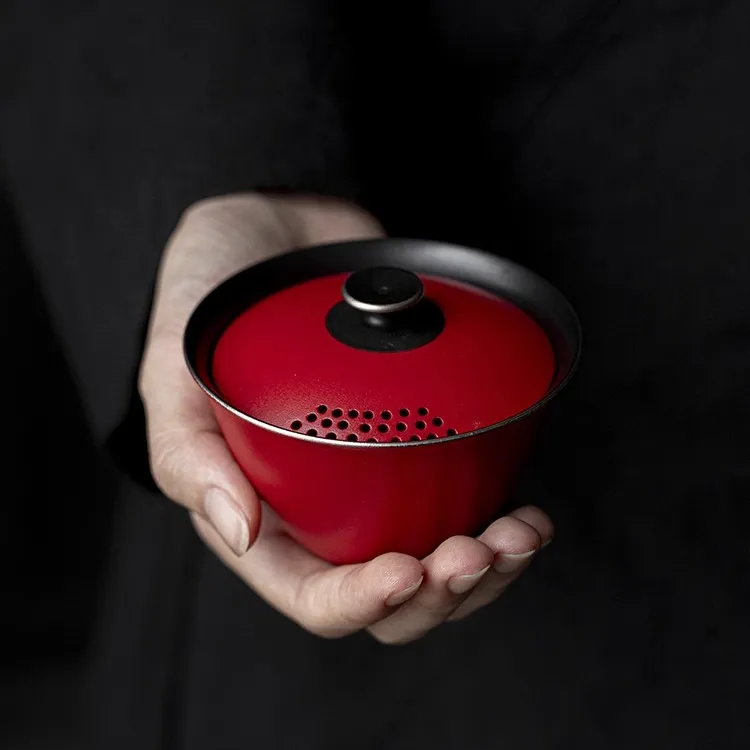 新款原矿陶泥盖碗二才碗三才碗国潮红快客杯户外便携泡茶喝茶杯