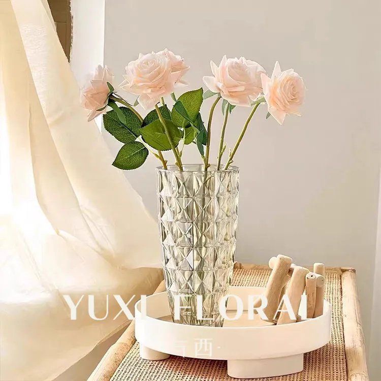 YUXI/与西钻石浅香槟高级感花瓶欧式台面璀璨高级感客厅插花花瓶