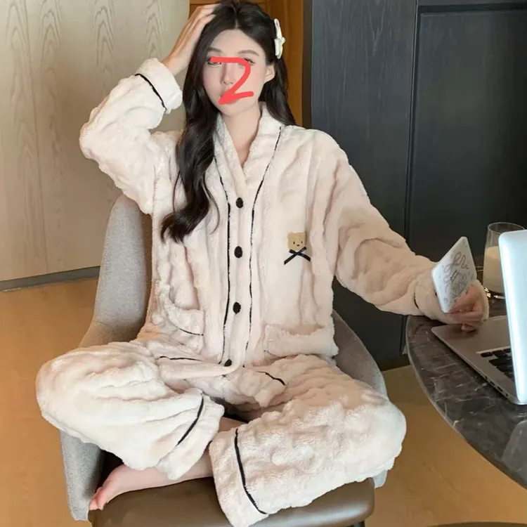 【冬日限定】加长加厚宽松法兰绒珊瑚绒家居服睡衣女冬季
