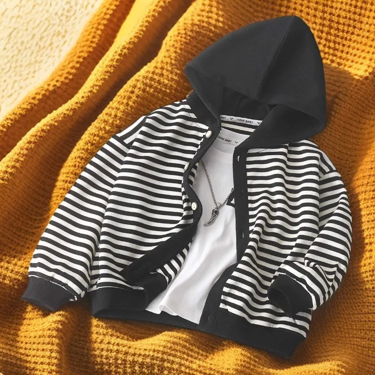 3-8岁装条纹卫衣秋季新款男童女童外套中小童休闲衣服