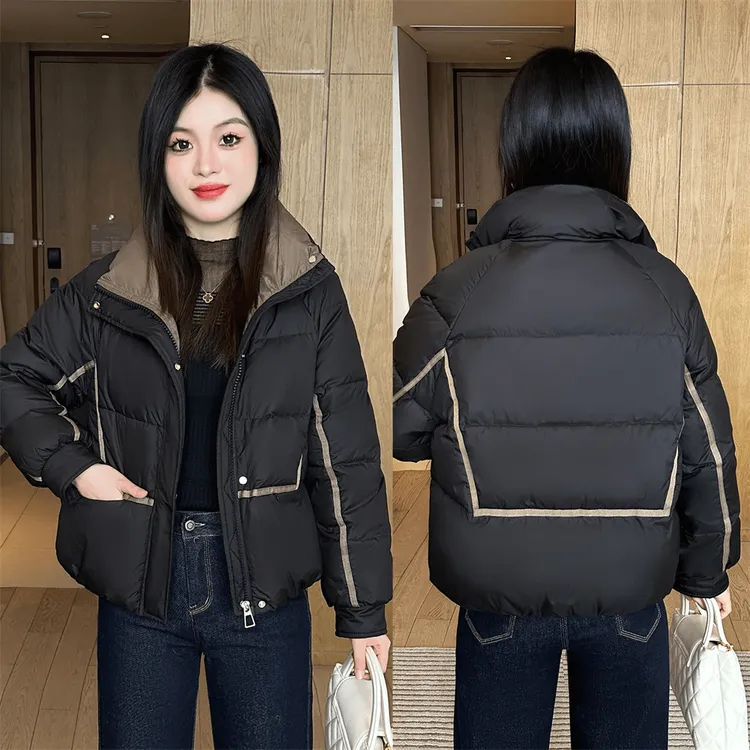 2025冬季新款短款时尚休闲显瘦百搭女士宽松保暖加厚立领棉衣外套