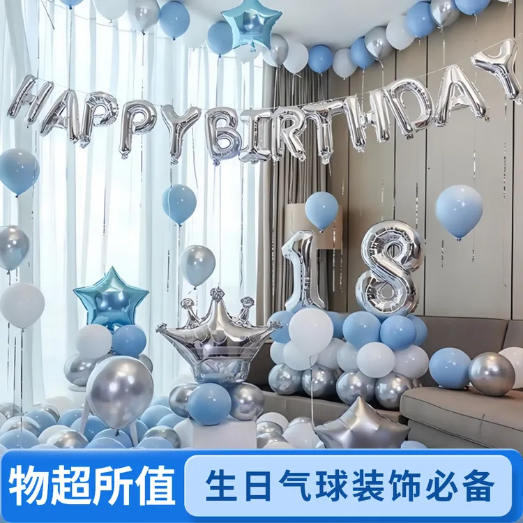 生日快乐派对男孩女孩场景布置用品背景墙气球18岁氛围感道具装饰商品图
