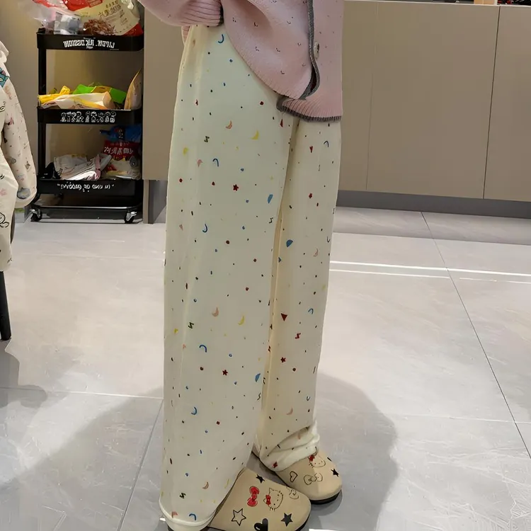 冬季睡裤女法兰绒家居裤简约舒适保暖珊瑚绒加绒加厚直筒外穿长裤