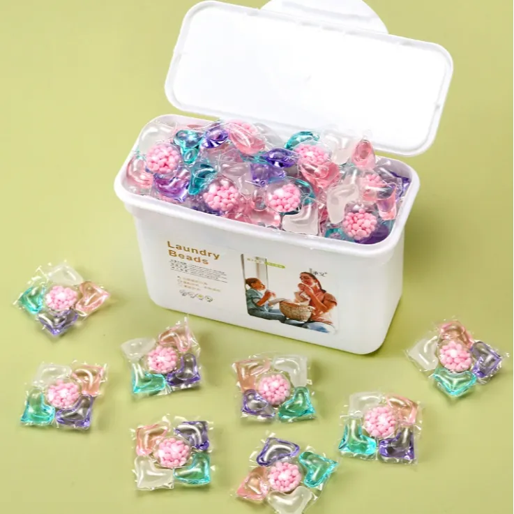 【新疆包邮】五合一盒装洗衣凝珠拖地持久留香珠柔顺浓缩洗衣家用