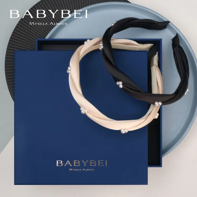 【专属价】BABYBEI/初贝丝丝高亮珠宽版发箍缠绕三珠花甜美温柔气质优雅商品图