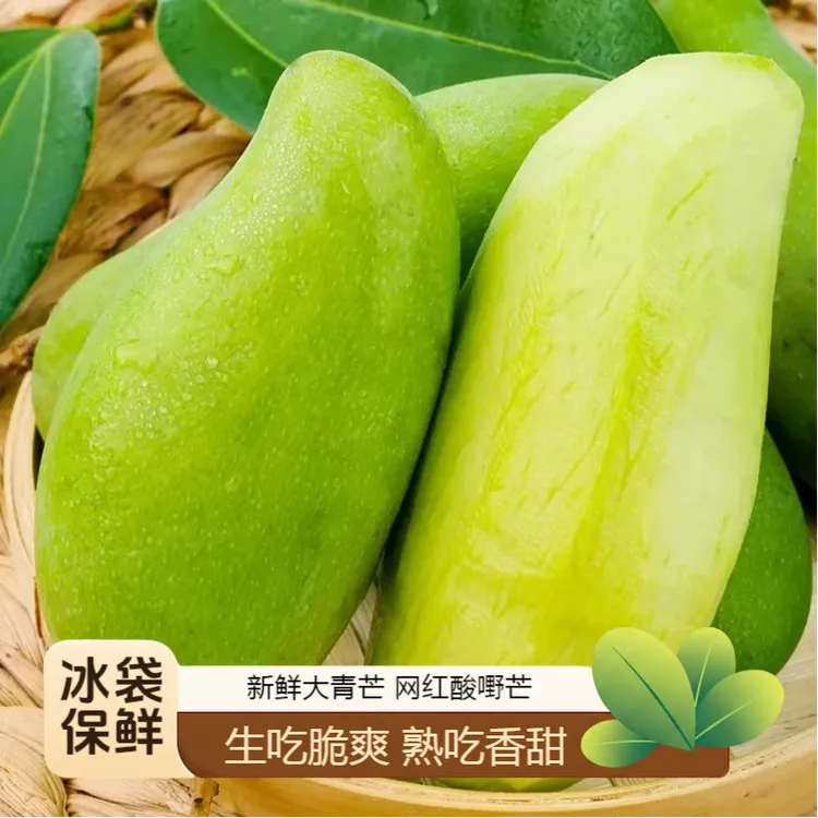 广西新鲜大青芒果青皮网红酸嘢芒果生熟两吃热带应季孕妇水果5斤