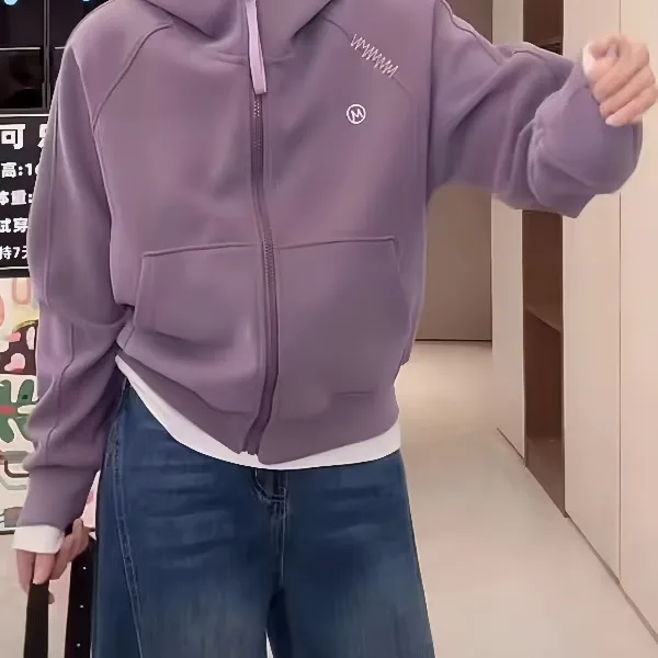 大码字母刺绣连帽卫衣女2025秋新款胖MM休闲宽松百搭拉链显瘦外套