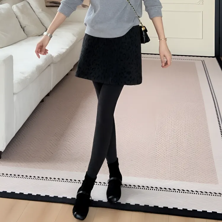 【余欢欢】秋冬时尚气质亮片/豹纹A字防走光四分短裙-YHQ50163