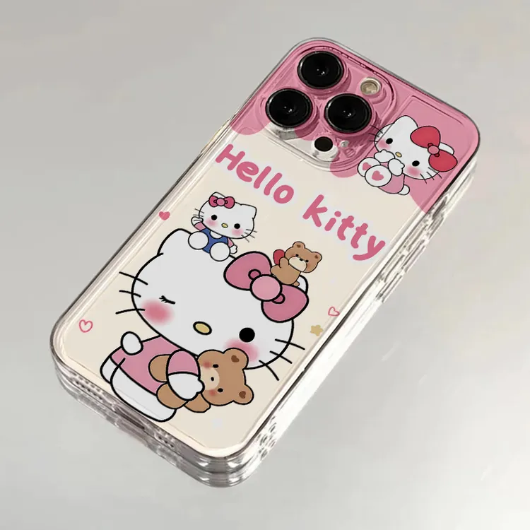 小熊粉色KT猫适用苹果15promax手机壳iPhone14个性16卡通13可爱12