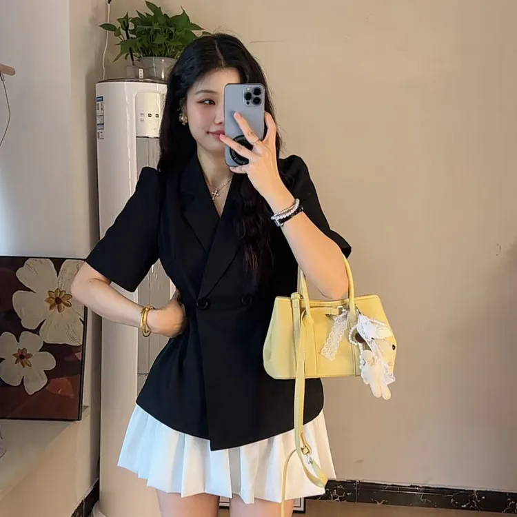 西装裙两件套2025夏季新款短袖修身显瘦