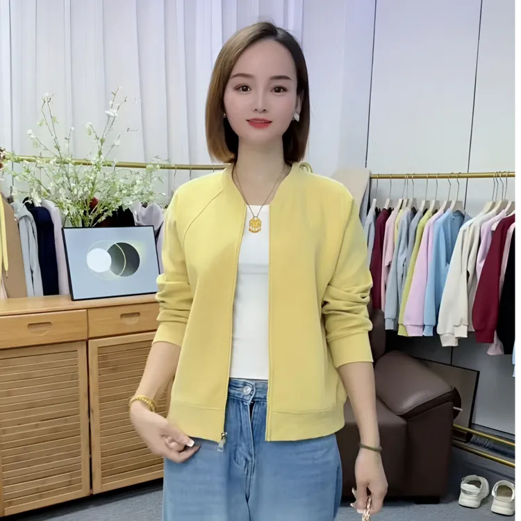 0051正肩（加绒/不加绒）纯色卫衣棒球服韩版短款秋冬休闲百搭外套
