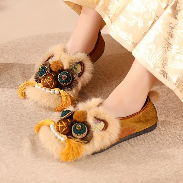 【秋枫晚照】手工虎头鞋美拉德棕色布鞋正宗老北京布鞋平底女式单鞋