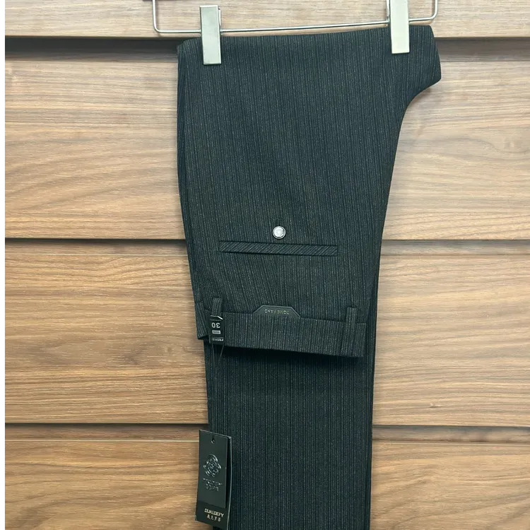 时尚条纹秋冬磨毛保暖直筒商务休闲高品男士休闲裤