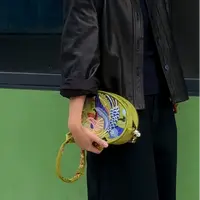 中式刺绣凤凰牡丹蛋面手拿包
