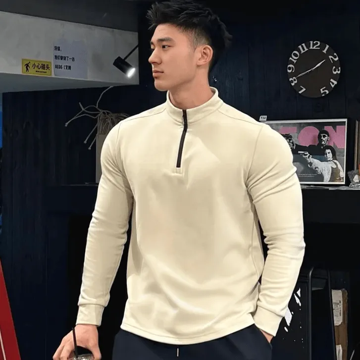 男士秋冬保暖锁温280克双面绒立领拉链纯色运动商务时尚休闲打底商品图