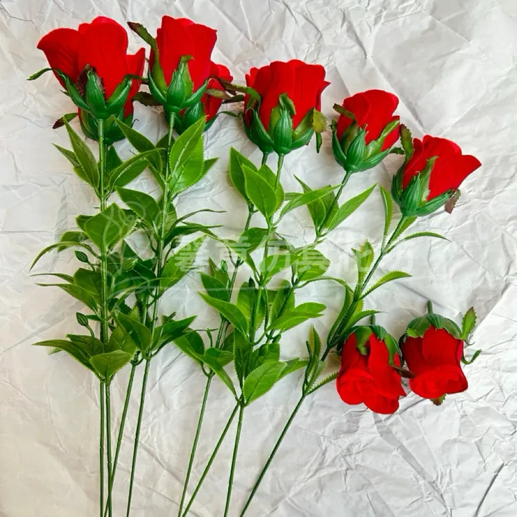 仿真玫瑰花 单支仿真花 婚庆用品玫瑰花仿真植物婚礼假花家居装饰