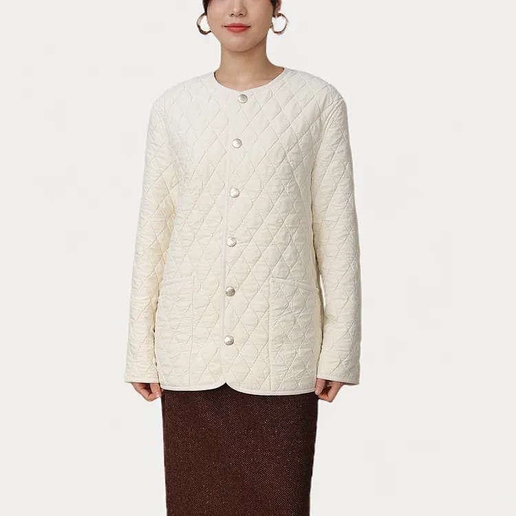 GIRDEAR/哥弟秋冬款品质女装菱格棉服时尚宽松慵懒风外套1400742