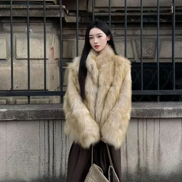 人造皮草 毛毛外套女气质环保毛毛皮草上衣2025年新款加厚百搭