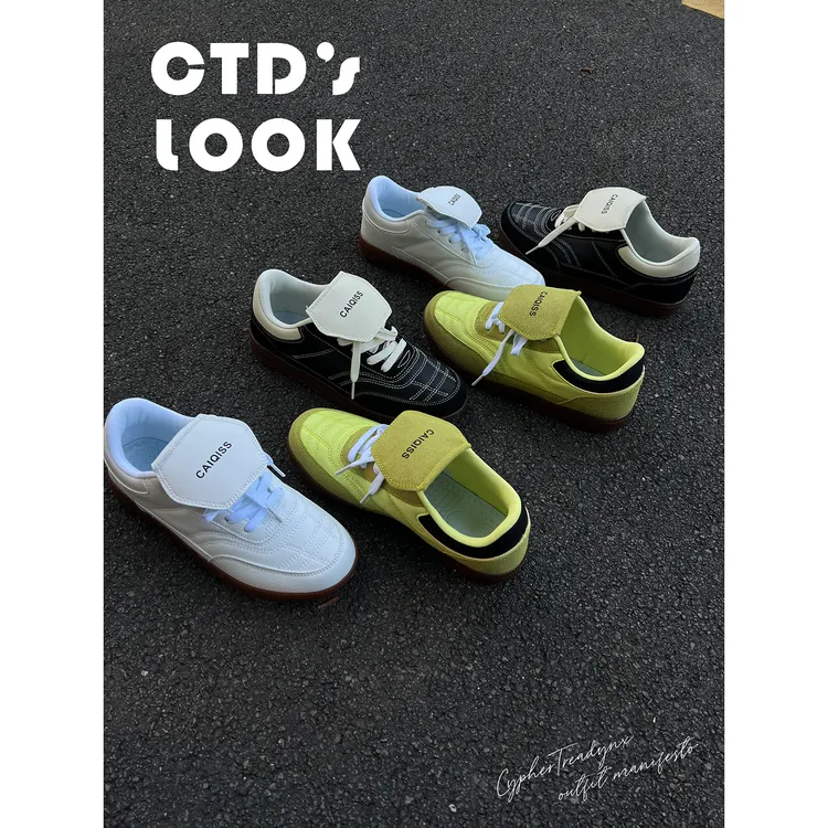 CTD秋季复古休闲板鞋百搭潮流翻盖鞋舌圆头系带耐磨设计感男鞋
