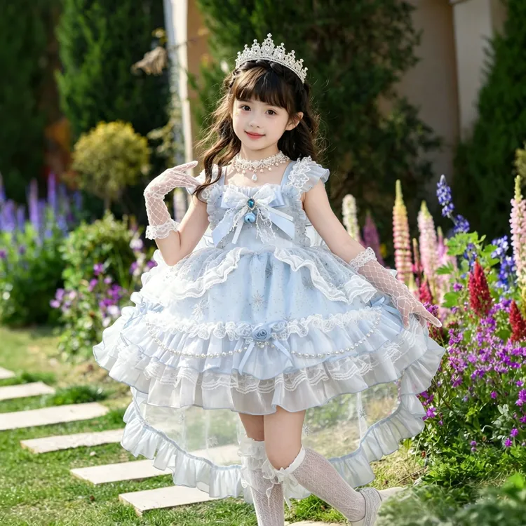 原创艾莎洛丽塔在逃公主裙高端走秀生日礼服Elsa冰雪奇缘爱莎cos