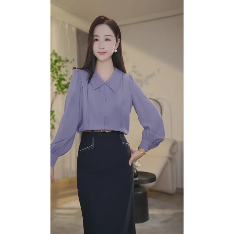 【杨杨专属】专柜新款衬衫女长袖设计感通勤8491094双色