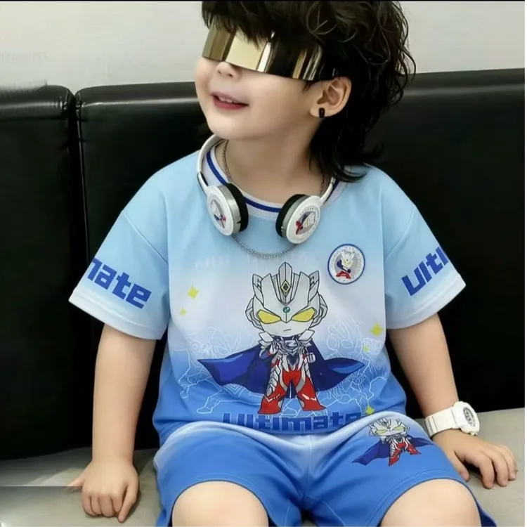 男童夏季奥特曼卡通速干短袖运动套装新款
