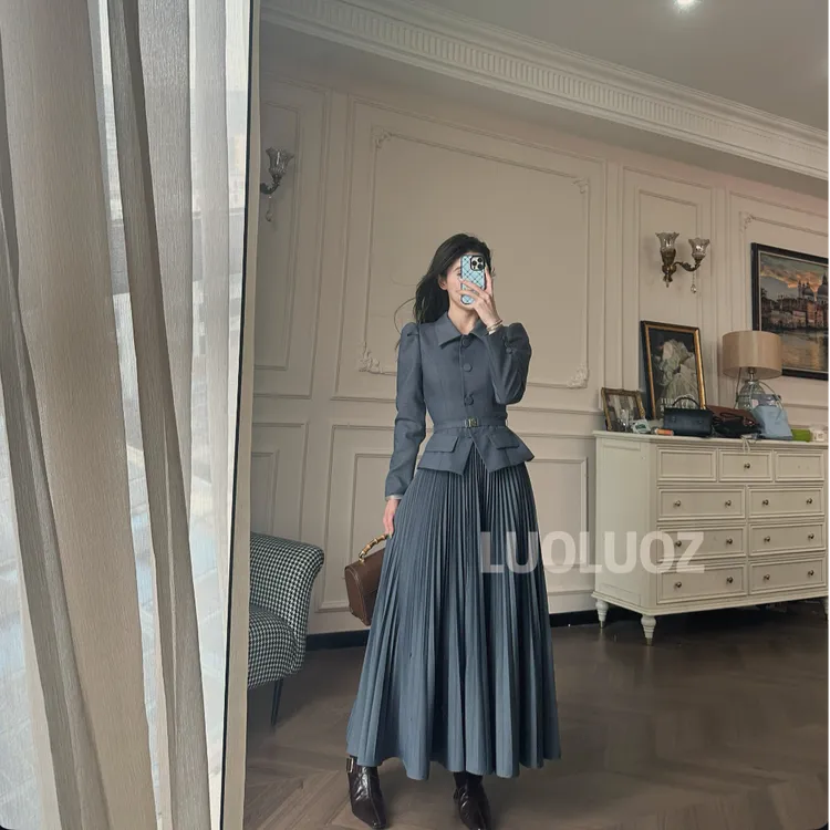 【现货】LUOLUOZ【贝多芬乐】女神时尚收腰上衣＋半身长裙两件套JF1000
