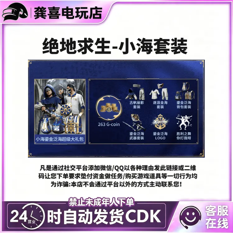 pubg绝地求生steam PUBGx小海联名套装白运动柏林面具cdk兑换码