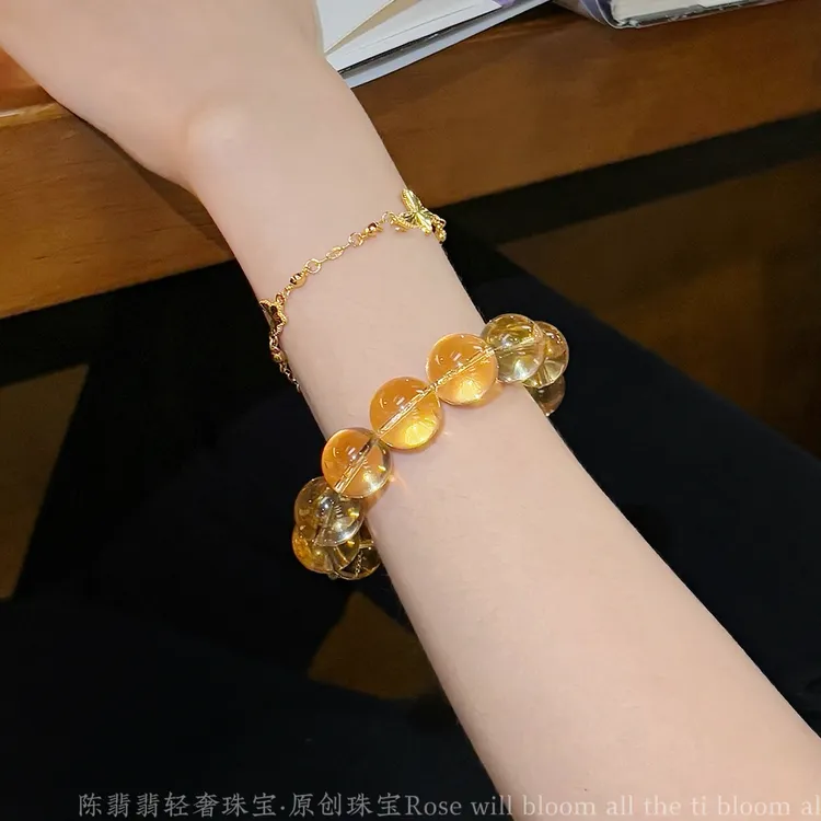 一夜暴富天然黄水晶手链正品巴西黄色水晶招财转运黄塔晶手串礼物