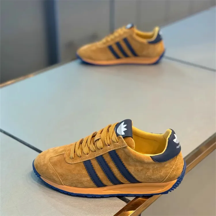 dqvo秋季休闲平底系带皮面三道杠软底板鞋夏季男式复古厚底板鞋