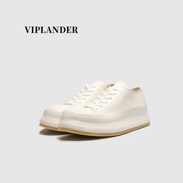 viplander【明星款】水洗马皮A1-5皮鞋白色低帮休闲板鞋男复古百搭