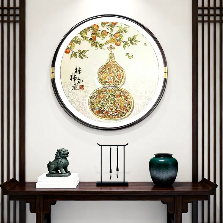 新中式圆形装饰画寓意好适合客厅餐厅TL